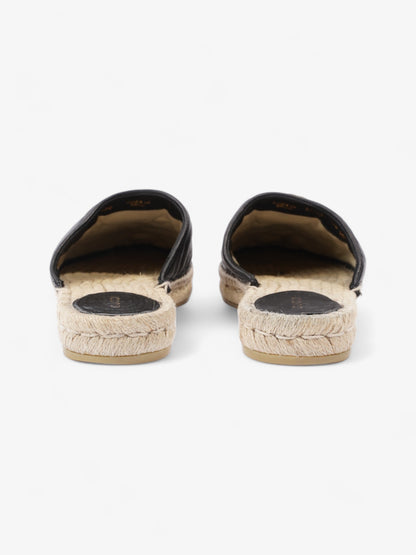 Gucci GG Flat Espadrille Black Leather EU 38 UK 5