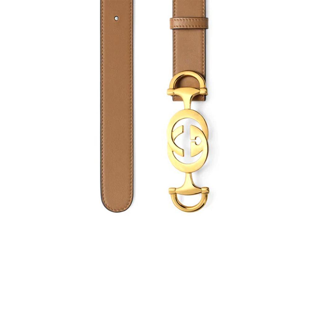 Gucci  Women's Taupe Calf-Skin Leather Belt (GGWB1000)
