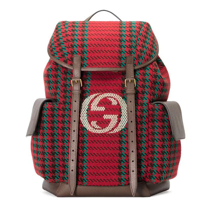 Gucci 625939 2J9AT 8274 Unisex's Multi-Color Houndstooth Fabric / Calf-Skin Leather Backpack (GG2074)