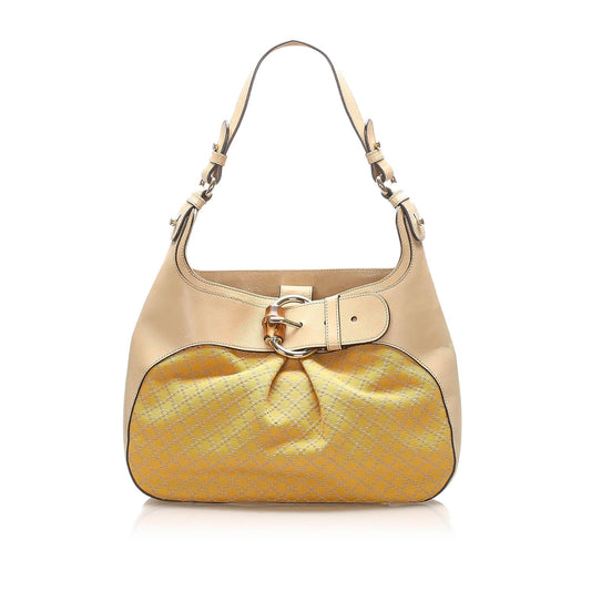 Gucci Bamboo Diamante Canvas Shoulder Bag
