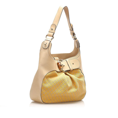 Gucci Bamboo Diamante Canvas Shoulder Bag