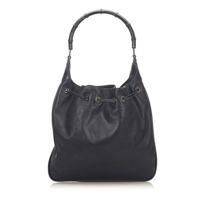 Gucci Bamboo Drawstring Leather Shoulder Bag