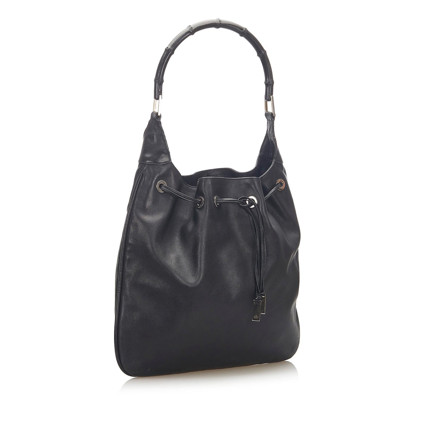 Gucci Bamboo Drawstring Leather Shoulder Bag