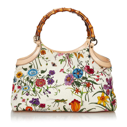 Gucci Bamboo Flora Canvas Handbag