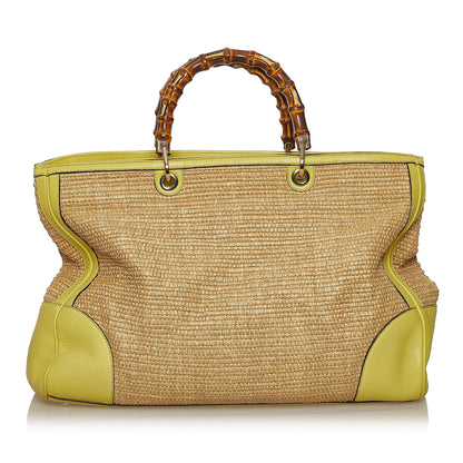 Gucci Bamboo Raffia Satchel