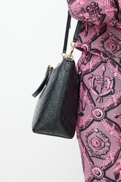 Black Guccissima Leather Foldover Shoulder Bag