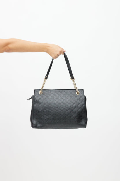 Black Signature Leather Guccissima Shoulder Bag