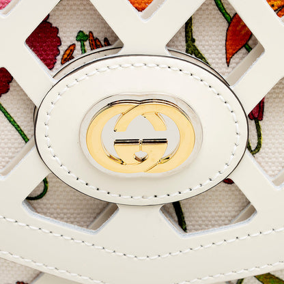 Gucci Cutout Leather Floral Shoulder Bag