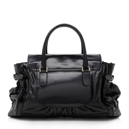 Gucci Patent Leather Dialux Queen Large Satchel (SHF-17585)