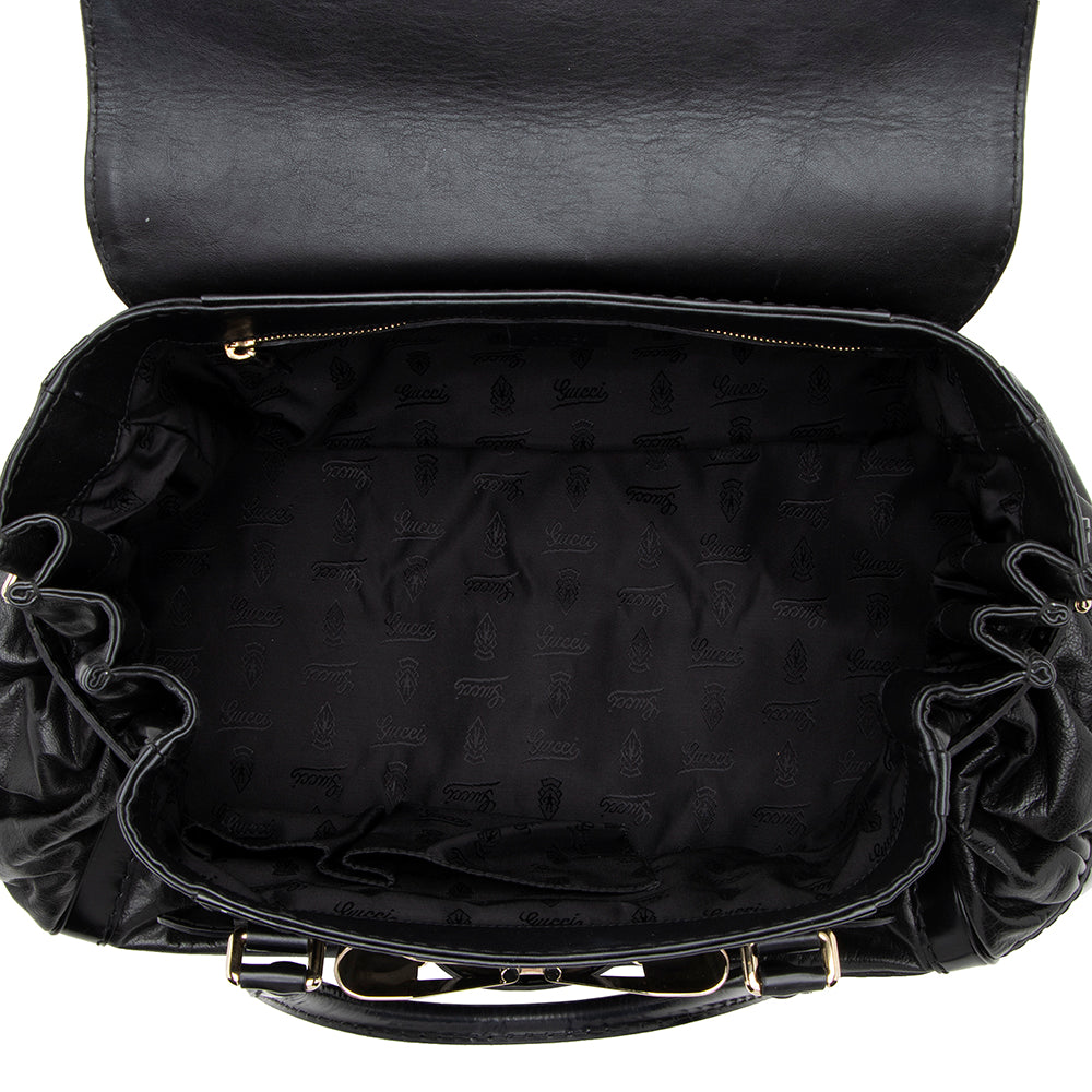 Gucci Patent Leather Dialux Queen Large Satchel (SHF-17585)