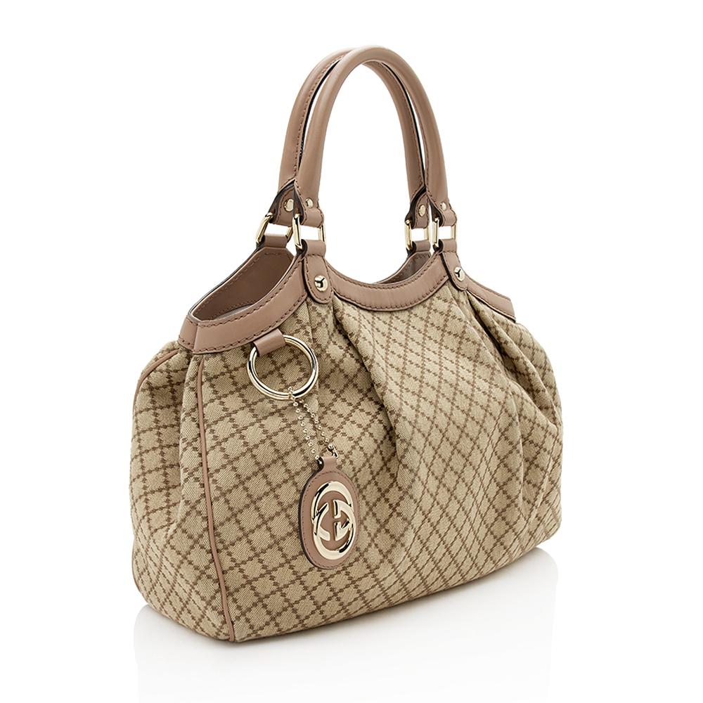 Gucci Diamante Canvas Sukey Medium Tote (SHF-12389)