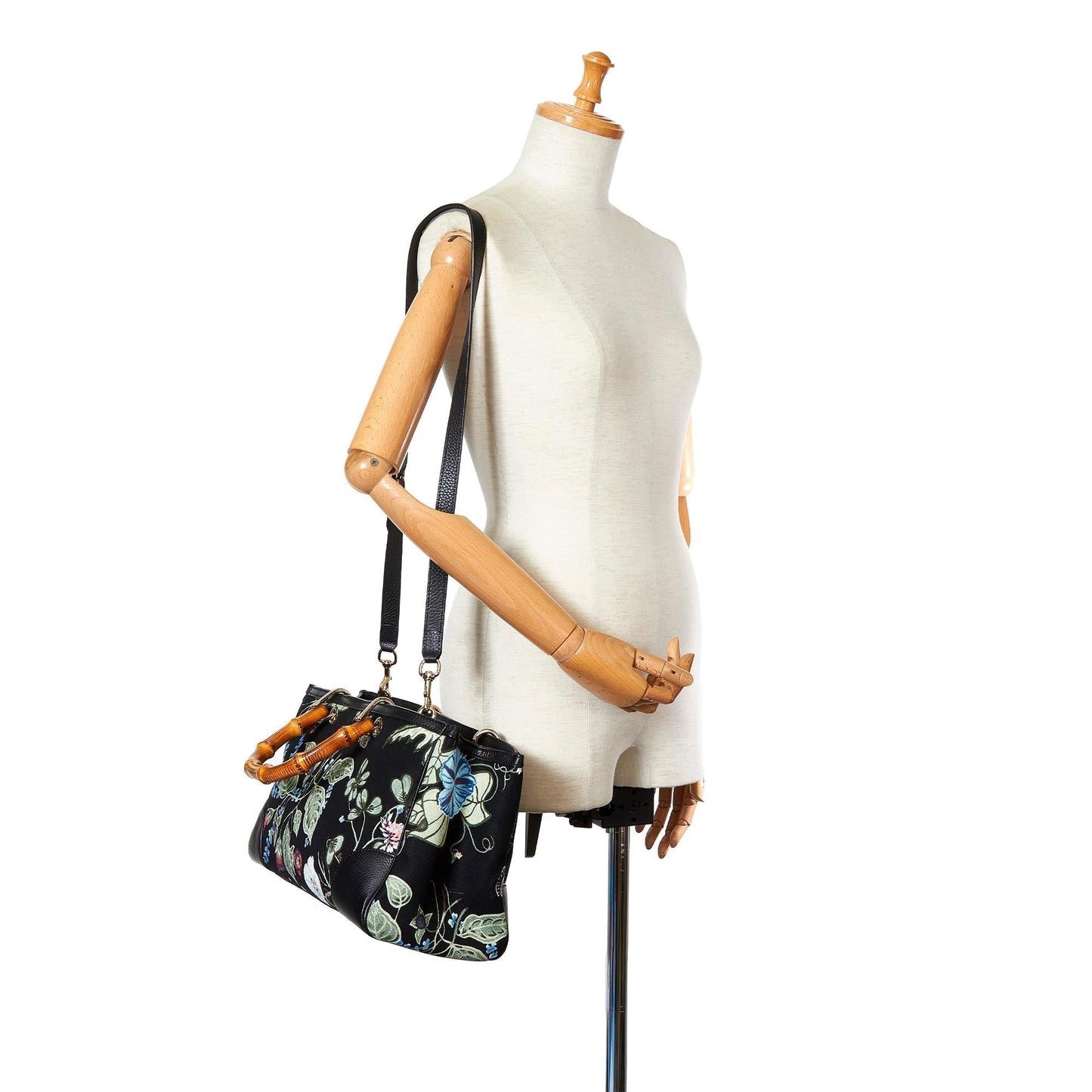 Gucci Flora Knight Bamboo Shopper Canvas Satchel