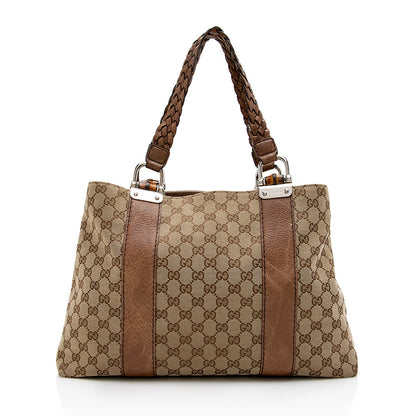 Gucci GG Canvas Bamboo Bar Medium Tote - FINAL SALE