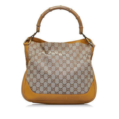 Gucci GG Canvas Bamboo Web Satchel (SHG-vNpbkC)