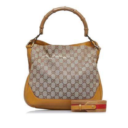 Gucci GG Canvas Bamboo Web Satchel (SHG-vNpbkC)