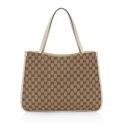 Gucci GG Canvas Leather Horsebit 1955 Tote (SHF-JmQOXy)