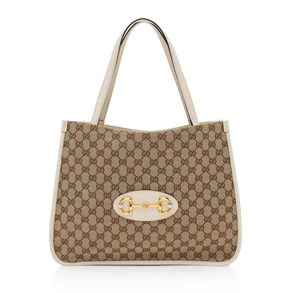 Gucci GG Canvas Leather Horsebit 1955 Tote (SHF-JmQOXy)