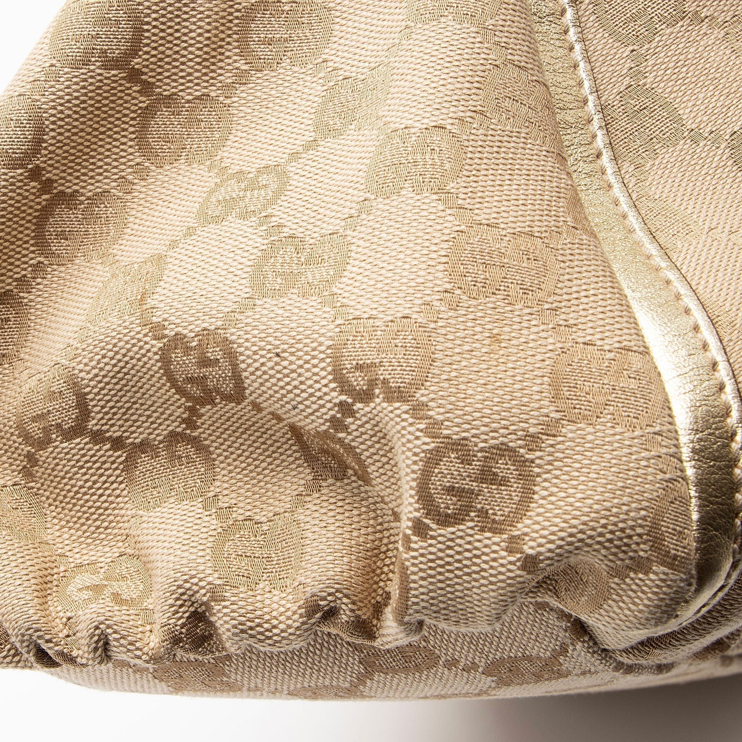 Gucci GG Canvas Metallic Leather D Ring Small Hobo (SHF-nI1P2Q)