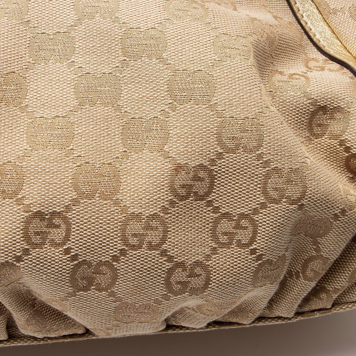 Gucci GG Canvas Metallic Leather D Ring Small Hobo (SHF-nI1P2Q)