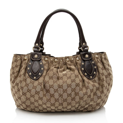 Gucci GG Canvas Studded Pelham Small Tote (SHF-YGNY3j)