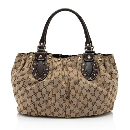 Gucci GG Canvas Studded Pelham Small Tote (SHF-YGNY3j)