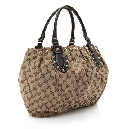 Gucci GG Canvas Studded Pelham Small Tote (SHF-7KOZII)