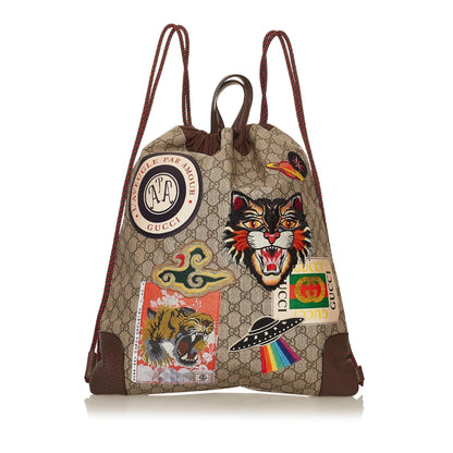 Gucci GG Supreme Courrier Drawstring Backpack