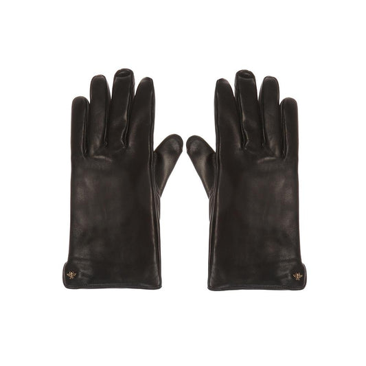 Gucci Gloves Men's 524061 BAP00 1000 Bee Black Lamb Leather & Cashmere (GGG1000)