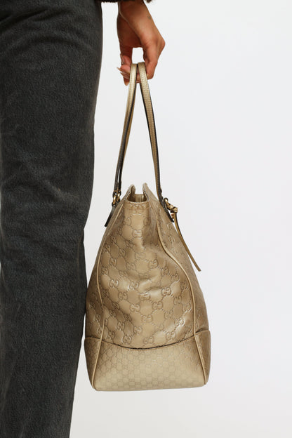 Gold Guccissima Bree Tote Bag