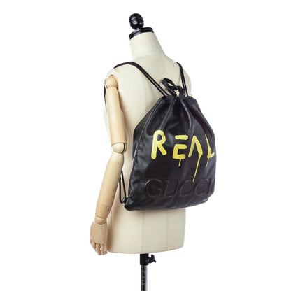 Gucci Gucci Ghost Drawstring Leather Backpack