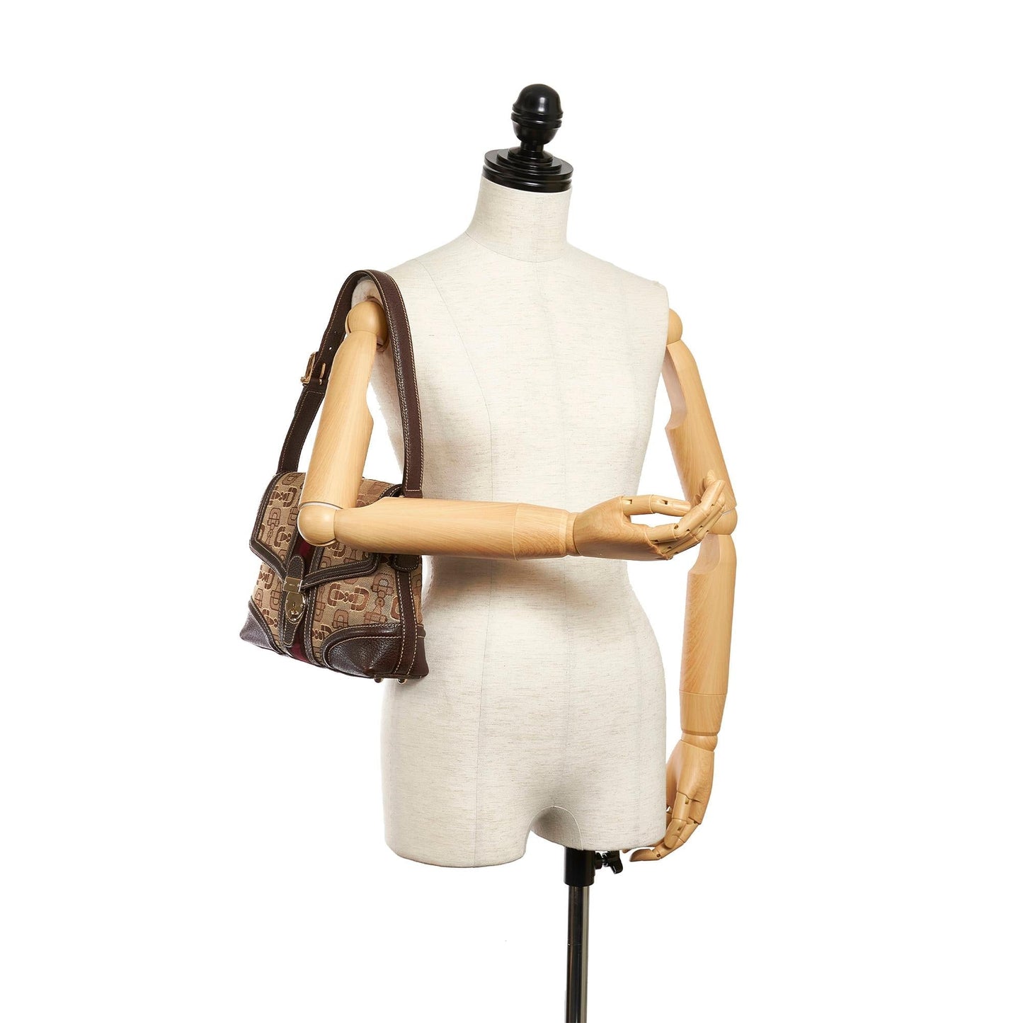 Gucci Horsebit Canvas Web Treasure Shoulder Bag
