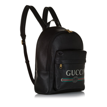 Gucci Logo Leather Leather Backpack