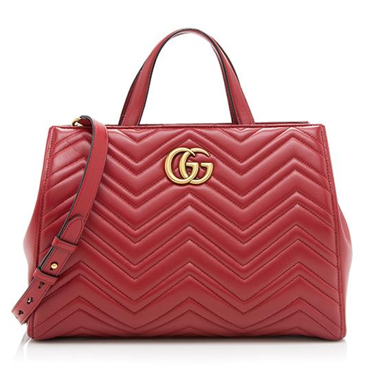 Gucci Matelasse Leather GG Marmont Medium Tote