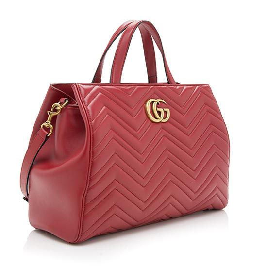 Gucci Matelasse Leather GG Marmont Medium Tote