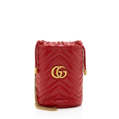 Gucci Matelasse Leather GG Marmont Mini Bucket Bag (SHF-T9mlN1)