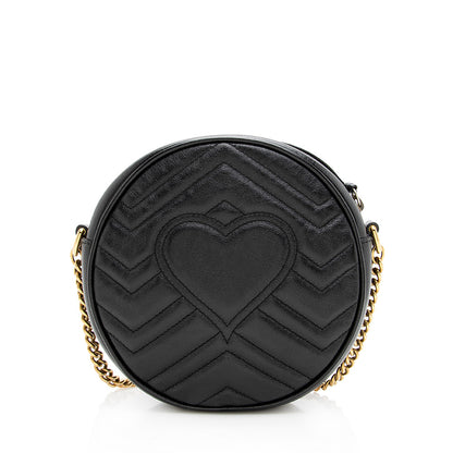 Gucci Matelasse Leather GG Marmont Round Mini Shoulder Bag