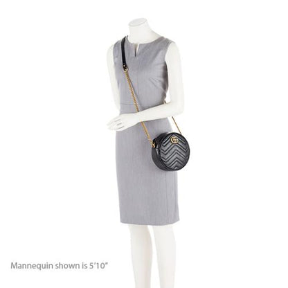 Gucci Matelasse Leather GG Marmont Round Mini Shoulder Bag