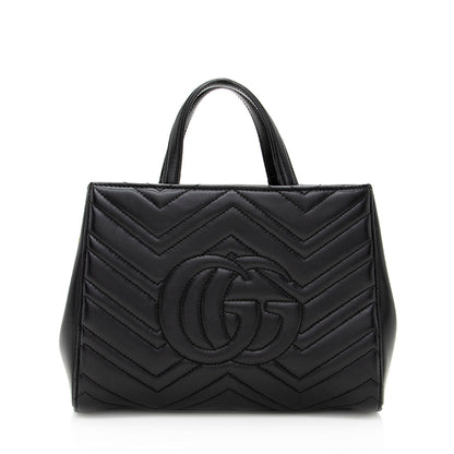 Gucci Matelasse Leather GG Marmont Top Handle Small Satchel
