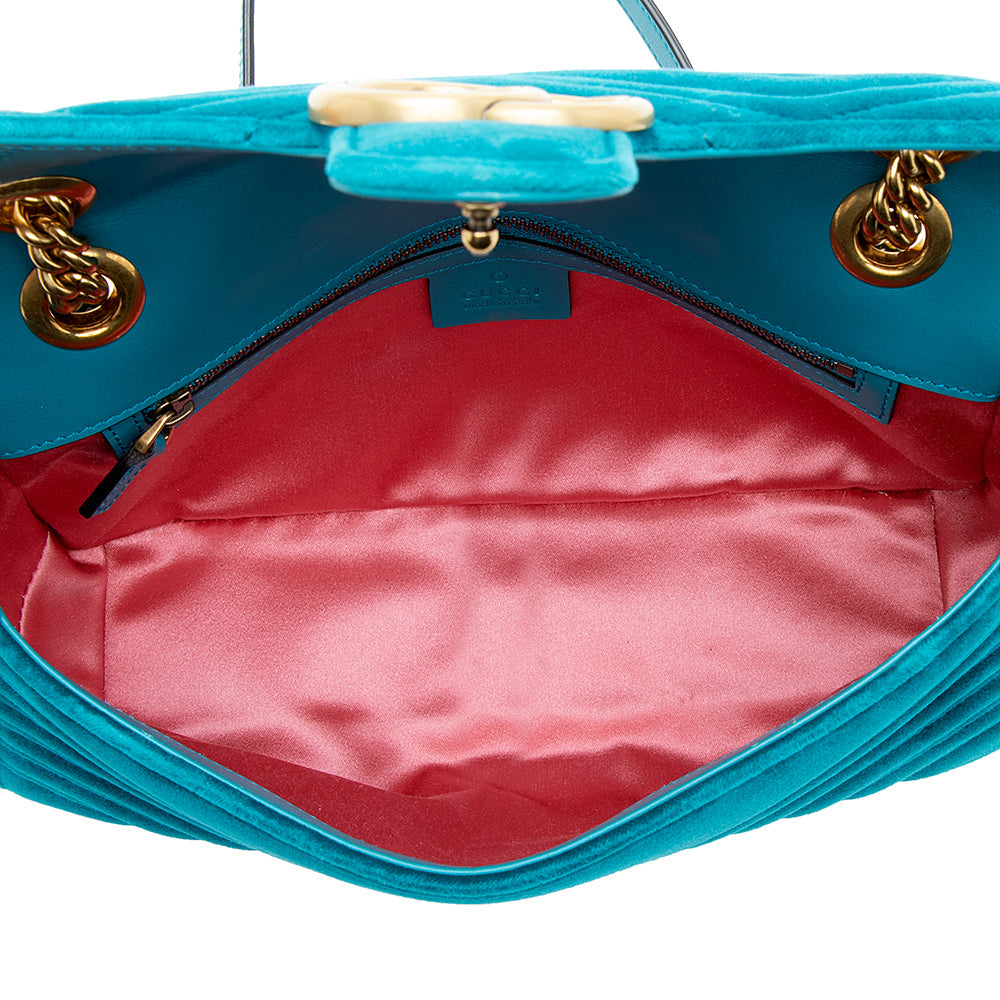Gucci Matelasse Velvet GG Marmont Small Shoulder Bag