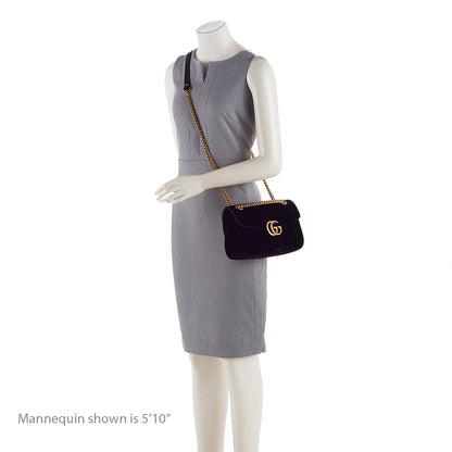 Gucci Matelasse Velvet GG Marmont Small Shoulder Bag