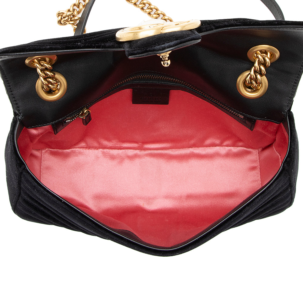 Gucci Matelasse Velvet GG Marmont Small Shoulder Bag