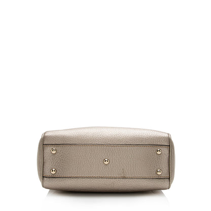 Gucci Metallic Leather Bamboo Mini Shopper Tote