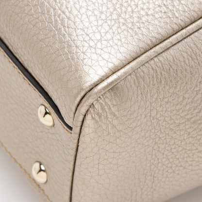 Gucci Metallic Leather Bamboo Mini Shopper Tote