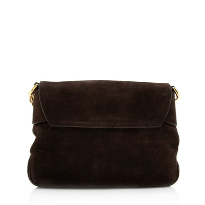 Gucci Nubuck Leather Ribot Flap Small Shoulder Bag