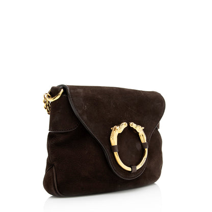 Gucci Nubuck Leather Ribot Flap Small Shoulder Bag