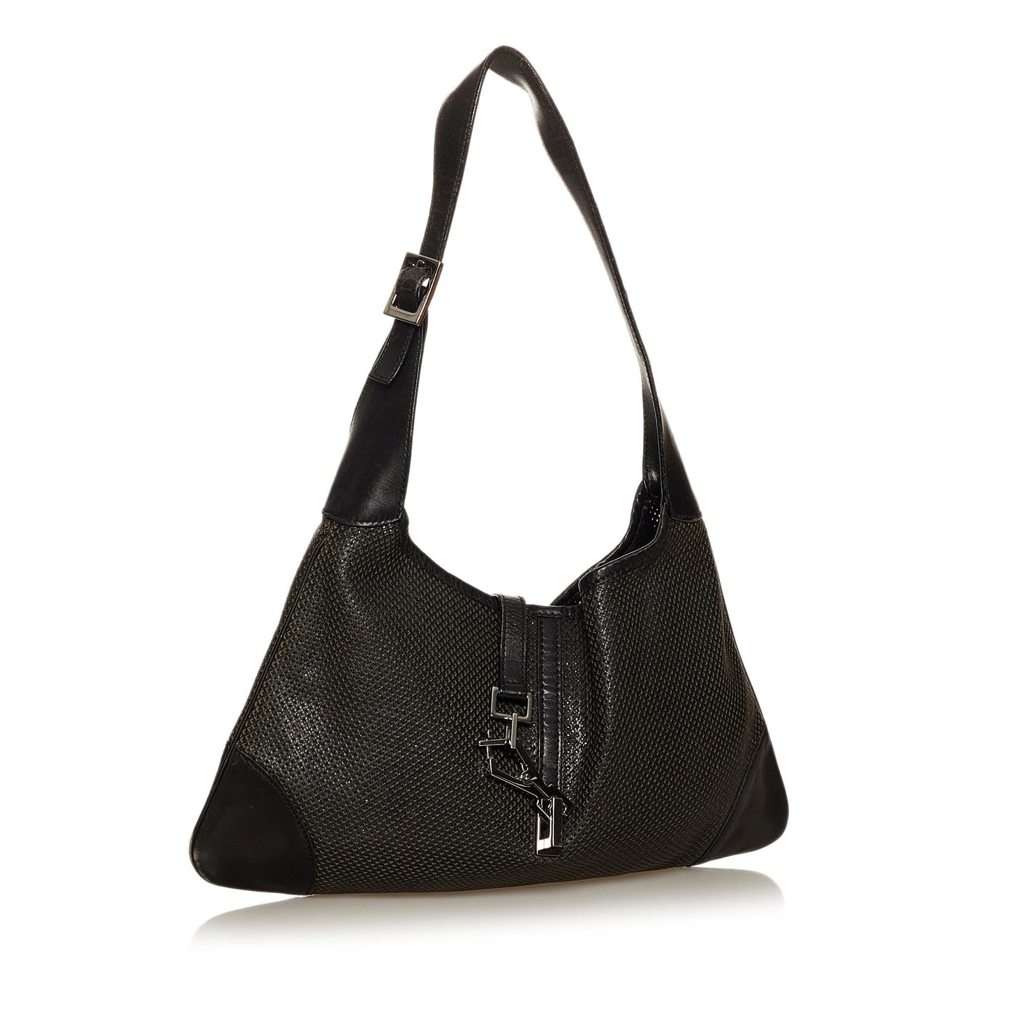Gucci Perforated Jackie Leather Shoulder Bag