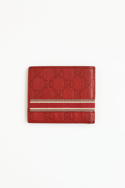 Red Guccisima Web Bi-Fold Wallet