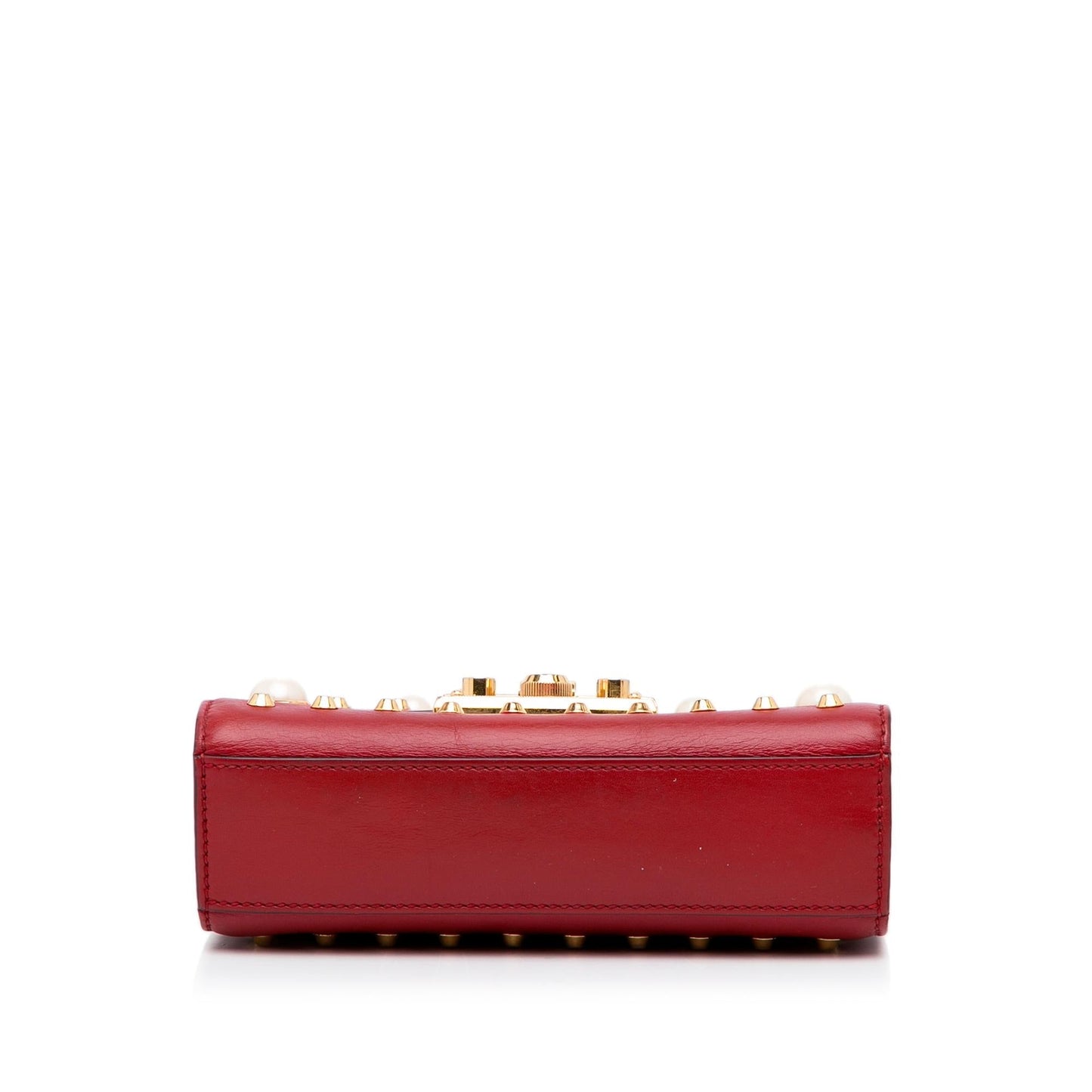 Gucci Small Leather Pearl Studded Padlock Crossbody Bag (SHG-lpKTdk)