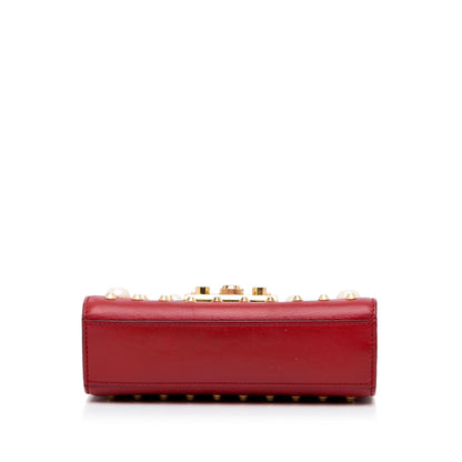Gucci Small Leather Pearl Studded Padlock Crossbody Bag (SHG-lpKTdk)