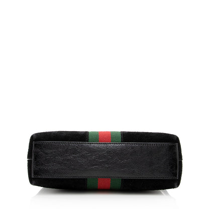 Gucci Suede Patent Leather Ophidia Dome Small Shoulder Bag